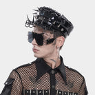 DEVIL FASHION Men's Punk Studded Rings Chained Hat