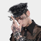 DEVIL FASHION Men's Punk Studded Rings Chained Hat