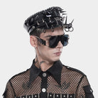 DEVIL FASHION Men's Punk Studded Rings Chained Hat