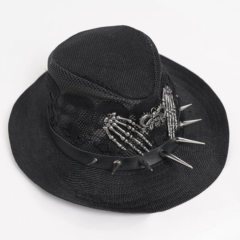 DEVIL FASHION Men's Punk Studded Skull Hat