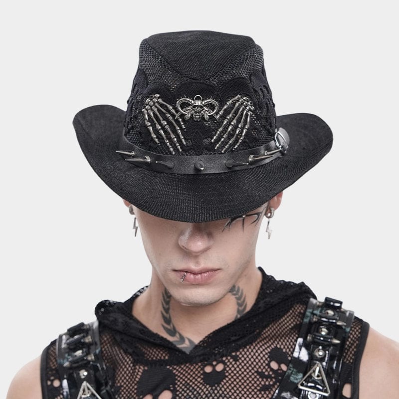 DEVIL FASHION Men's Punk Studded Skull Hat
