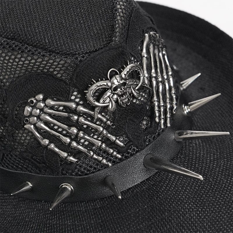 DEVIL FASHION Men's Punk Studded Skull Hat