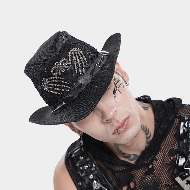 DEVIL FASHION Men's Punk Studded Skull Hat