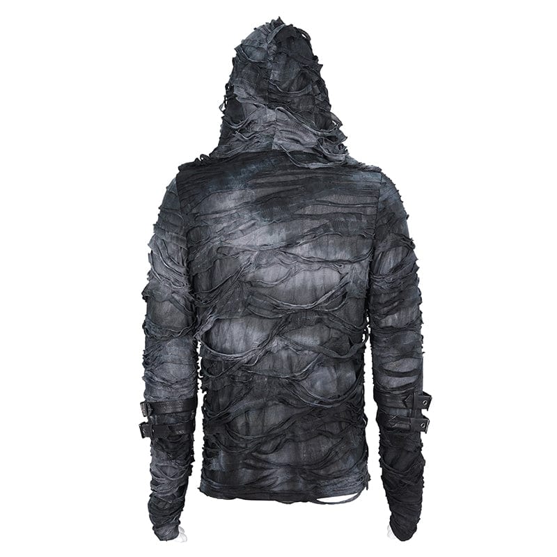 DEVIL FASHION Men's Punk Tie-dyed Ripped Hoodies