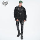 DEVIL FASHION Herren Punk Umlegekragen Kunstpelzjacke