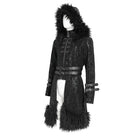 DEVIL FASHION Men's Punk Zip Stand Collar Hooded Coat with Detachable Belt