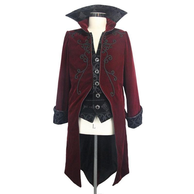 DEVIL FASHION Men's Standup Collar Vintage Tailcoat
