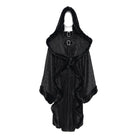 DEVIL FASHION Women Gothic Faux Fur Trim Witch Hooded Long Coat
