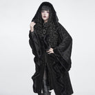DEVIL FASHION Women Gothic Faux Fur Trim Witch Hooded Long Coat