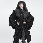 DEVIL FASHION Women Gothic Faux Fur Trim Witch Hooded Long Coat