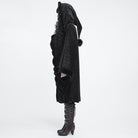 DEVIL FASHION Women Gothic Faux Fur Trim Witch Hooded Long Coat