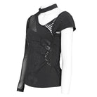Camiseta gótica asimétrica para mujer DEVIL FASHION con diseño de esqueleto