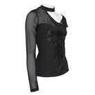 Camiseta gótica asimétrica para mujer DEVIL FASHION con diseño de esqueleto