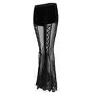 DEVIL FASHION Women's Goth Floral Lace Sheer Bell-bottoms