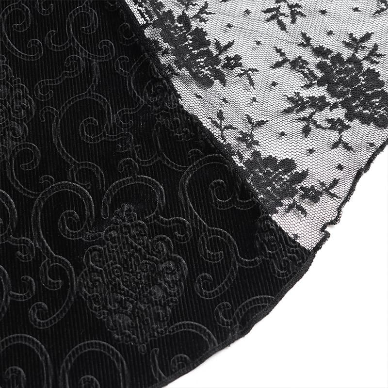 Pantalones góticos de encaje con volantes para mujer DEVIL FASHION