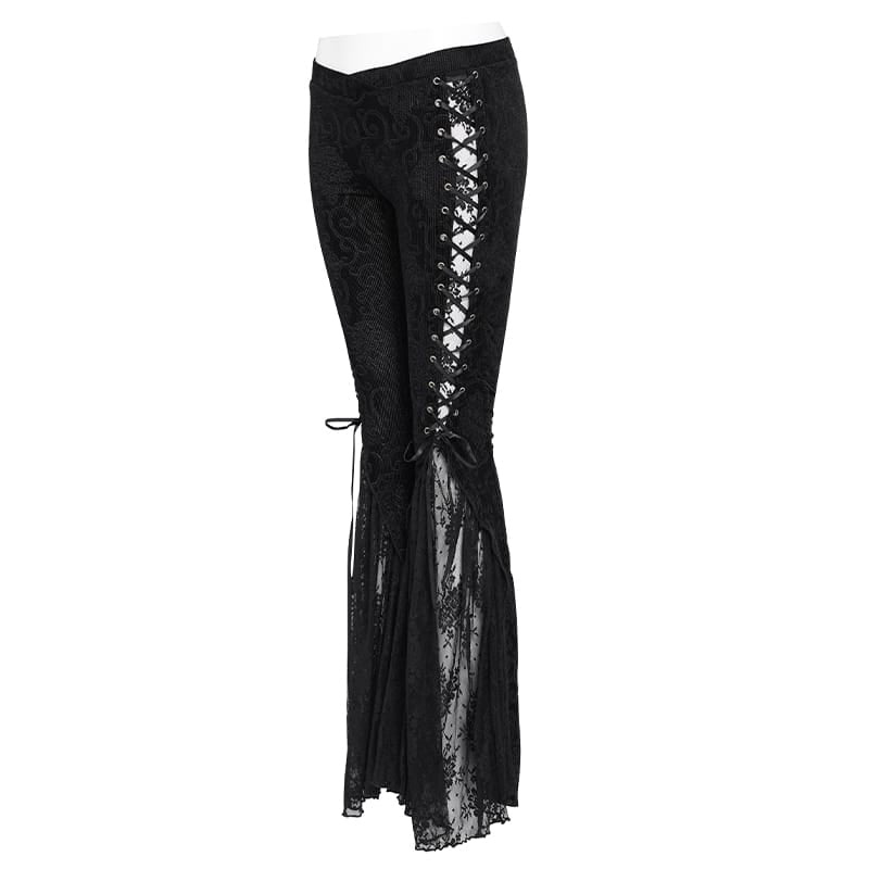 Pantalones góticos de encaje con volantes para mujer DEVIL FASHION