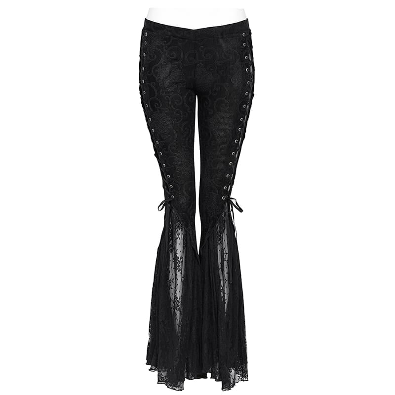 Pantalones góticos de encaje con volantes para mujer DEVIL FASHION