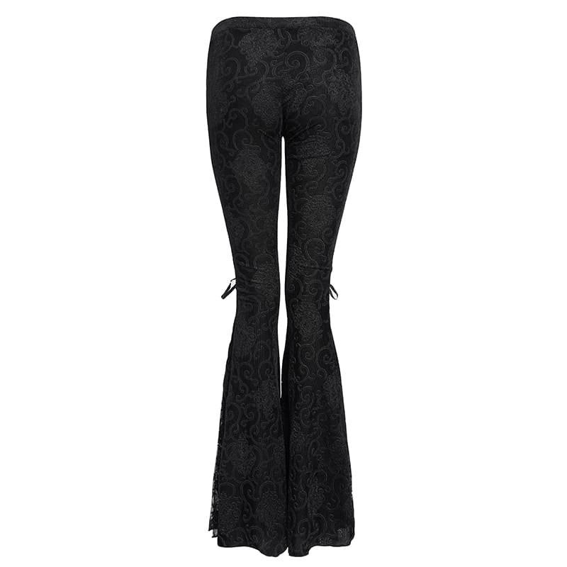 Pantalones góticos de encaje con volantes para mujer DEVIL FASHION