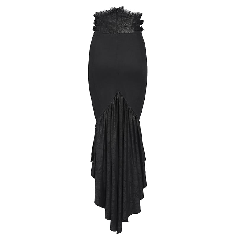 DEVIL FASHION Women's Goth Tulip Asymmetrical Skirt