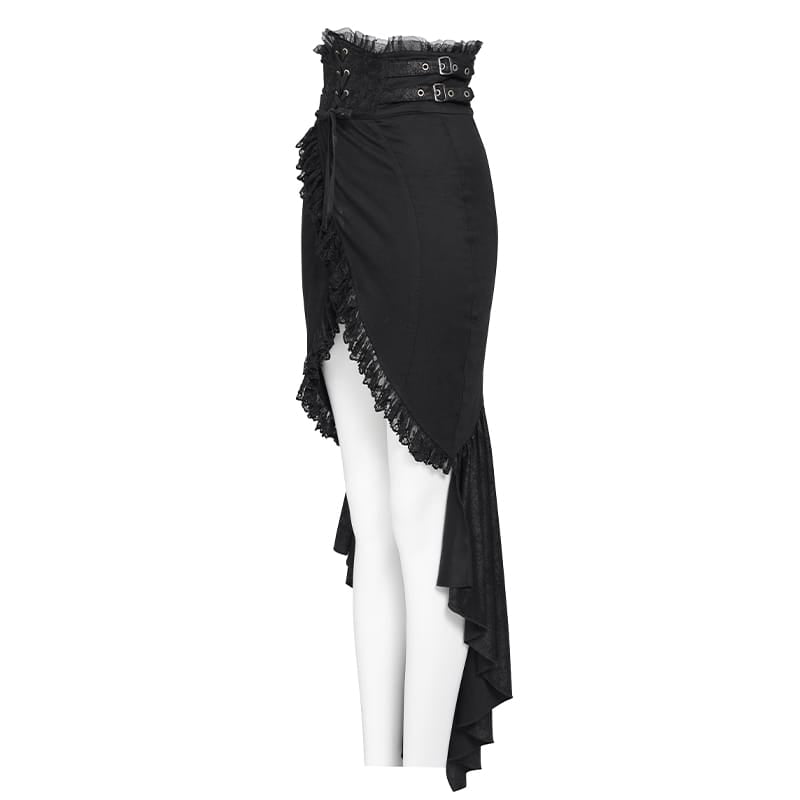 DEVIL FASHION Women's Goth Tulip Asymmetrical Skirt