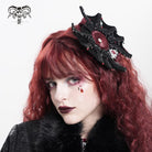 DEVIL FASHION Women's Gothic Bat Rose Cross Hair Clip Badge Holder