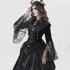 DEVIL FASHION Women's Gothic Bat Wing Collar Double-breasted Zip Jacket