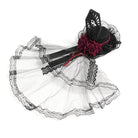 DEVIL FASHION Women's Gothic Beaded Rose Tulle Veil Mini Top Hat
