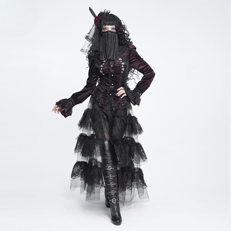 DEVIL FASHION Women's Gothic Beaded Tassels Mask