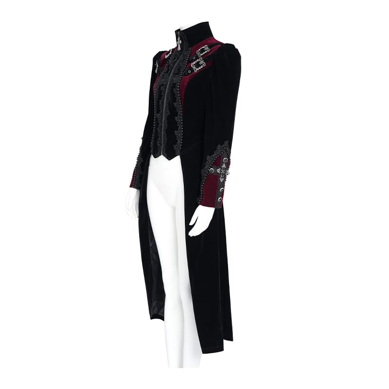 DEVIL FASHION Women's Gothic Beaded Trim Buckle Strap Zip Jacket Black