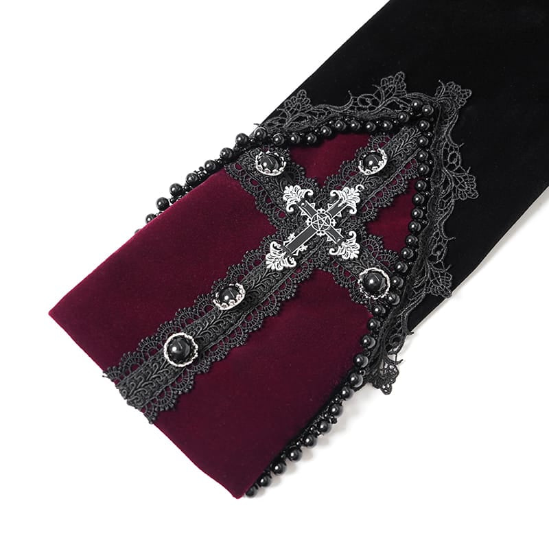 DEVIL FASHION Women's Gothic Beaded Trim Buckle Strap Zip Jacket Black