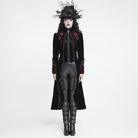 DEVIL FASHION Women's Gothic Beaded Trim Buckle Strap Zip Jacket Black