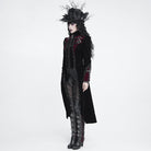 DEVIL FASHION Women's Gothic Beaded Trim Buckle Strap Zip Jacket Black