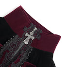 DEVIL FASHION Women's Gothic Beaded Trim Buckle Strap Zip Jacket Red
