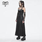 DEVIL FASHION Women's Gothic Buckle Strap Eyelets Maxi Dress