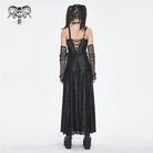 DEVIL FASHION Women's Gothic Buckle Strap Eyelets Maxi Dress