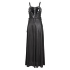 DEVIL FASHION Women's Gothic Buckle Strap Eyelets Maxi Dress