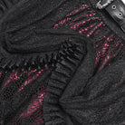 DEVIL FASHION Women's Gothic Buckle Strap Multilayer Hem Skirt Red