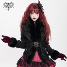 DEVIL FASHION Women's Gothic Buckle Strap Rose Floral Embroidered Coat