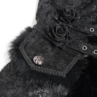 DEVIL FASHION Women's Gothic Buckle Strap Rose Floral Embroidered Coat