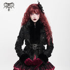 DEVIL FASHION Women's Gothic Buckle Strap Rose Floral Embroidered Coat