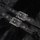 DEVIL FASHION Women's Gothic Buckle Strap Rose Floral Embroidered Coat