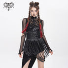 DEVIL FASHION Women's Gothic Buckle Strap Tassels Lace-up Underbust Corset