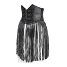 DEVIL FASHION Women's Gothic Buckle Strap Tassels Lace-up Underbust Corset