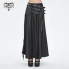 DEVIL FASHION Women's Gothic Buckle Stud Side Slit Long Skirt