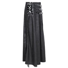 DEVIL FASHION Women's Gothic Buckle Stud Side Slit Long Skirt