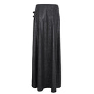 DEVIL FASHION Women's Gothic Buckle Stud Side Slit Long Skirt