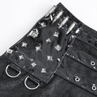 DEVIL FASHION Women's Gothic Buckle Stud Side Slit Long Skirt