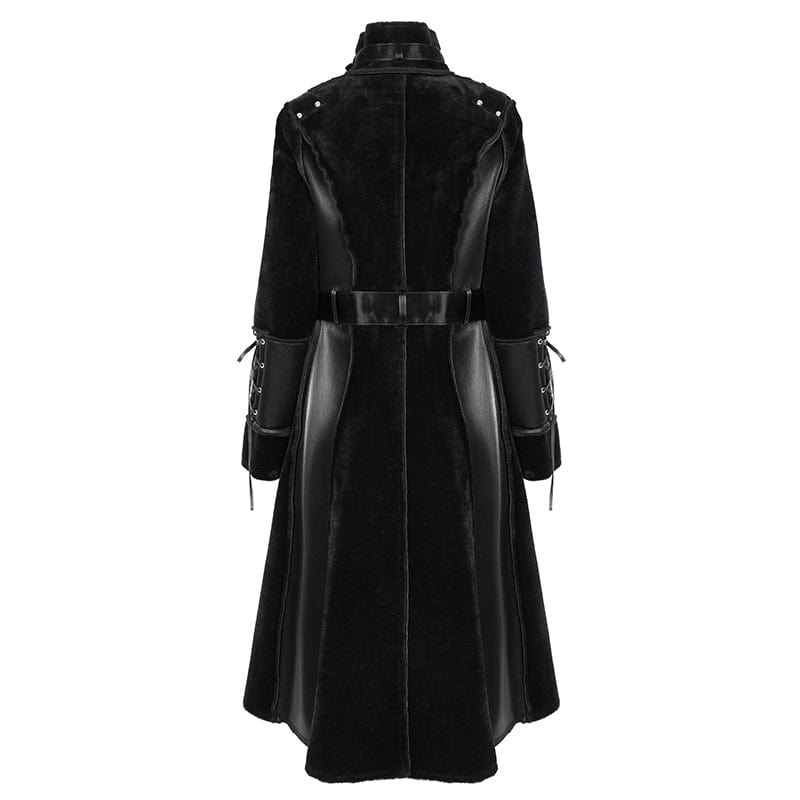 DEVIL FASHION Women's Gothic Buckle-up Studs Eyelets Coat