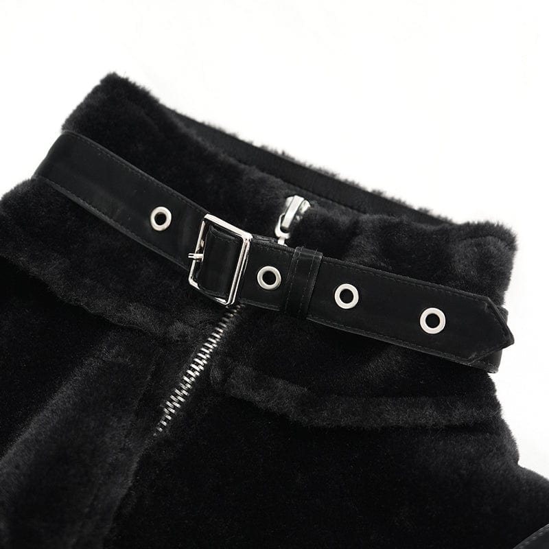 DEVIL FASHION Women's Gothic Buckle-up Studs Eyelets Coat