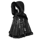 DEVIL FASHION Women's Gothic Chain-Detailed Textured Hooded Cloak